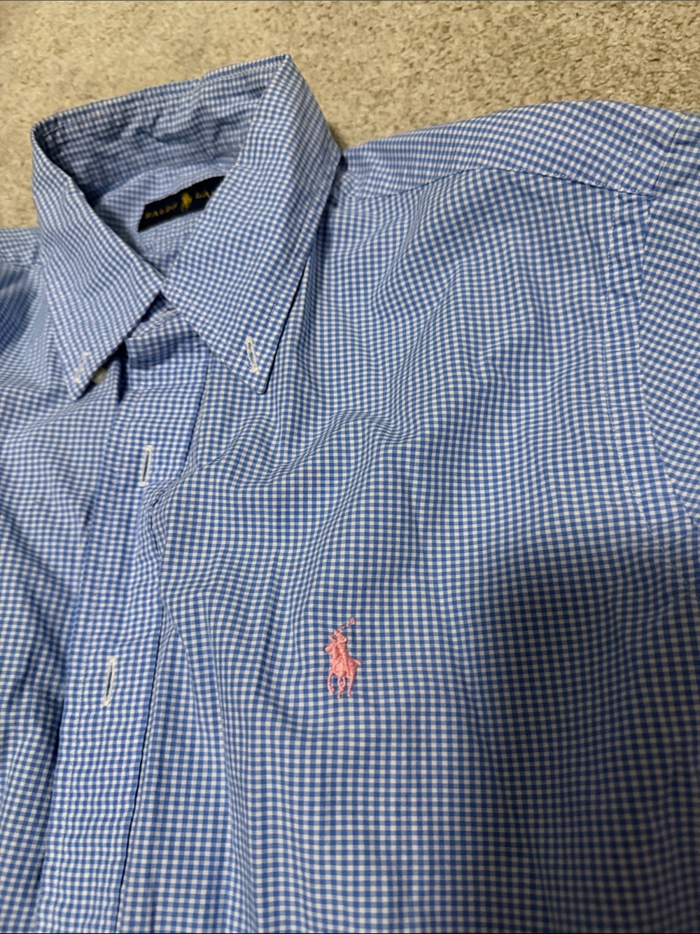 Polo by Ralph Lauren Light Blue Micro-Check Short Sleeve Button-Down Shirt - Picture 2 of 2